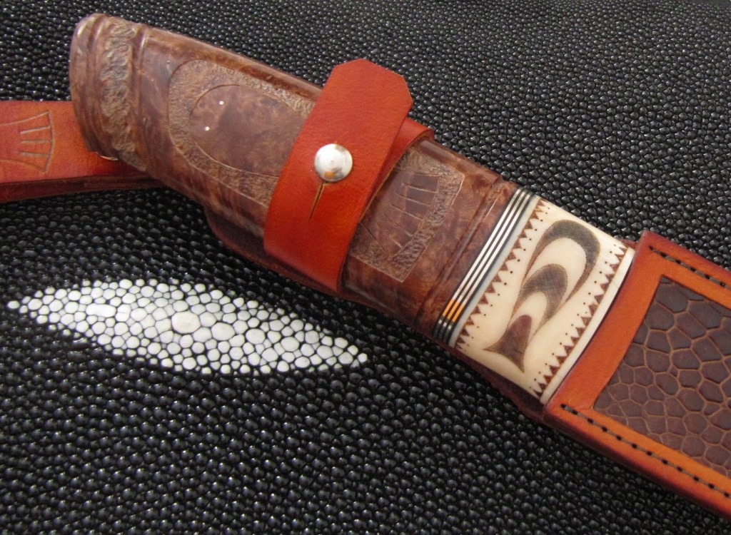 3oo layer damast walrus tusk alder burl ostrich skin engravings2